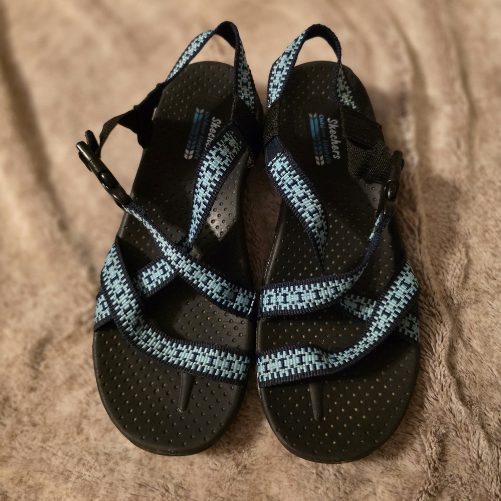 Skechers Black and Blue Strappy Sandals